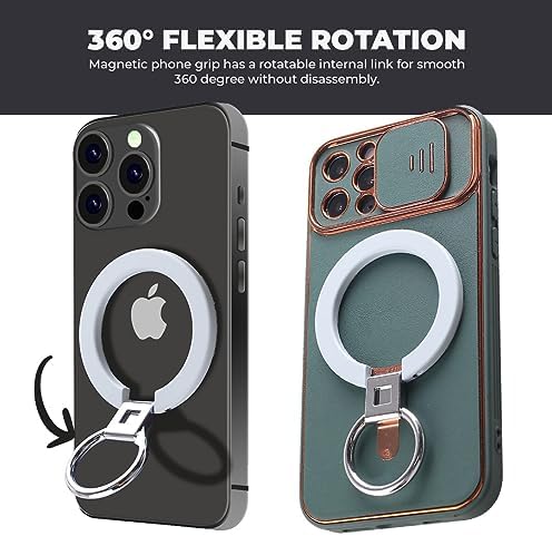 Magnetic Phone Ring Stand Holder Cell Phone Ring Holder 360 Degree Rotation Finger Ring Grip Adjustable Kickstand & Magnet Wireless Charging for iPhone 14 Plus 13 12 Pro Max Mini Accessories – White – Enhanced Compatibility and Speed