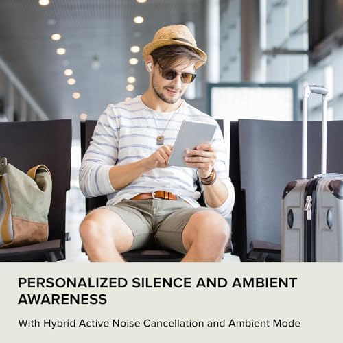 Creative Zen Air Plus Lightweight True Wireless Earbuds – Bluetooth LE Audio with Hybrid Active Noise Cancellation, Ambient Mode, and 32 Hours Playtime – Ergonomic Design with 6 Mics for Crystal-Clear Calls – Perfect for Commuting and Everyday Use (Cream)