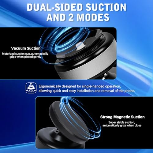 Ultimate 360-Degree Rotatable Magnetic Car Phone Holder – Powerful Suction Mount for Unmatched Stability and Versatile Use on Smooth Surfaces – Sleek Black Design for Cars and Gym Equipment with Universal Device Compatibility