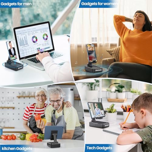 Transform Your Multimedia Experience with the JTEMAN Adjustable Tablet Stand Featuring Bluetooth Speakers – Versatile Kitchen Gadget and Perfect Gift for Him or Her – Wireless Charging Station for Phones and Tablets, Enhanced Compatibility for All Devices