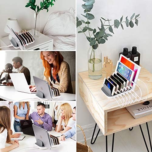 Ultimate 7-Port USB Charging Hub with Integrated Short Cables – High-Speed Power Station for Seamless Charging of Phones, Tablets, and Smartwatches – Streamlined Desktop Organizer for Enhanced Efficiency and Space-Saving Solutions