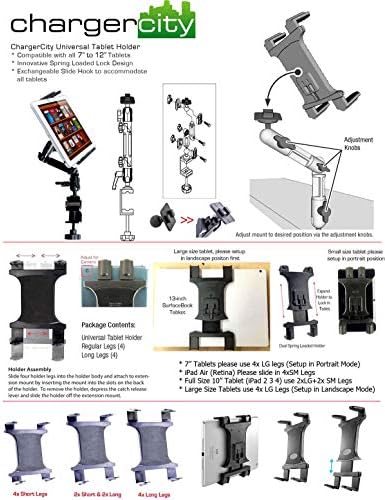 Heavy-Duty 4-Way Adjustable Aluminum Alloy Tablet Mount Stand – Perfect for Delivery Drivers & Mobile Professionals – Universal Compatibility for 7-12″ i Pad Pro, Galaxy, Surface Pro Tablets – Lightweight, Stable, and Easily Transportable for On-the-Go Productivity