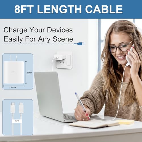 45 W Super Fast USB-C Charger with 6.6 ft Cable – Ultra-Fast Charging Adapter for Samsung Galaxy S24/S23/S22/S21/Note 20 – Stylish Deep Purple & Blue Design for Enhanced Device Performance and Safety