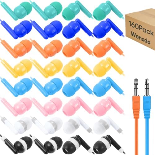 Engaging 50-Pack Kids Wired Earbuds for Classroom Learning | Durable, Lightweight 3.5 mm Headphones Compatible with Chromebooks & PCs | Vibrant Multi-Colored Earphones for Group Activities & Interactive Education