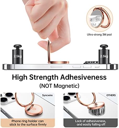 Sparkling 360° Rotation Phone Ring Holder – Bling Bling Finger Kickstand for Enhanced Grip and Stability – Premium Zinc Alloy Design for i Phone, Samsung, Pixel & All Smartphones – Secure Adhesive, Versatile Stand, and Magnetic Car Mount Compatible – Glitter Silver Finish for a Touch of Elegance