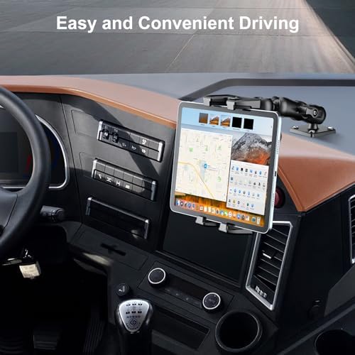 OHLPRO Heavy-Duty Truck Tablet Holder – Secure Adjustable Mount for 5″-13″ Devices like i Pad Pro, Samsung Galaxy & Kindle Fire – Ultimate Dashboard Solution for Enhanced Mobility, Versatility, and Professional Use
