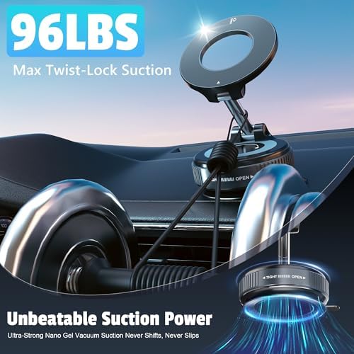 Ultra-Strong Magnetic Suction Phone Holder for Cars – 96 lbs Grip & 360° Rotation for Effortless Navigation – Versatile Mount for Vehicles, Gyms, and Home Use – Compatible with All i Phone and Android Models for Ultimate Convenience