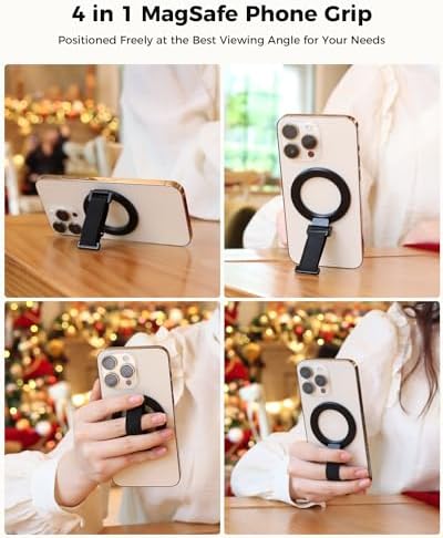 Transform Your i Phone 16/15/14/13/12 with the SUPERONE 2025 Mag Safe Grip – Innovative Removable Ring Holder & Kickstand with Adjustable Finger Strap for Enhanced One-Handed Control, Sleek Black Design, and Unmatched Durability for Everyday Use
