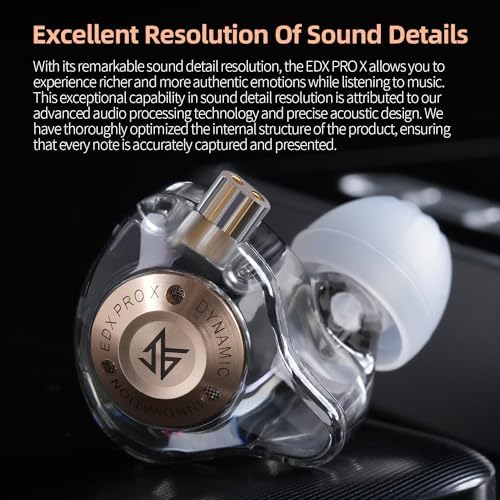 KZ EDX Pro X Hi-Fi In-Ear Monitors – Superior Sound Engineering for Audiophiles, DJs, and Vocalists – Deep Bass Precision with Customizable Detachable Cables – Ergonomically Crafted for Ultimate Comfort and Device Versatility – Experience Elevated Listening with Lightweight Design and Noise Isolation