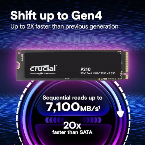 Elevate Your Gaming Experience with Crucial P310 500 GB NVMe M.2 SSD – Blazing Fast 6,600 MB/s Speeds, PCIe Gen4 Performance, and Acronis Backup Included for Ultimate Data Security – Ideal Internal Solid State Drive for Gamers and Creators