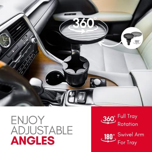 Transform Your Driving Experience with the Macally Adjustable Cup Holder Tray – Multifunctional Car Food and Phone Organizer with Swivel Arm and Secure Smartphone Slot for Ultimate Convenience on the Go