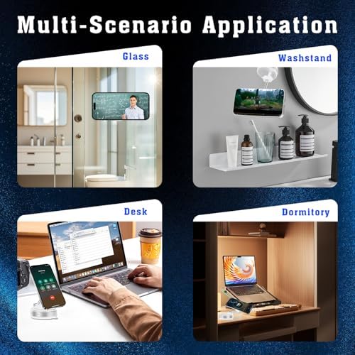 Magnetic Suction Phone Holder,Kitchen Cell Phone Holder,Car Suction Cup Vacuum Magnetic Phone Hholder,Multi-Scene Applicable Cell Phone Holder for iPhone (Black) – Enhanced Compatibility and Speed