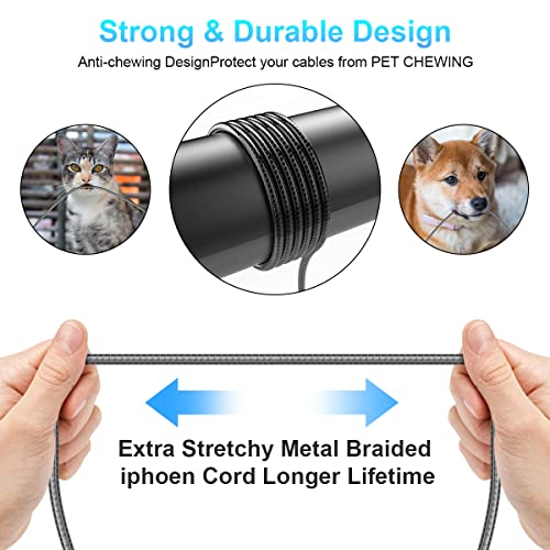Durable MTAKYI 6.6 Ft Metal Braided i Phone Charger Cable – MFi Certified Lightning USB Cord for Fast Charging & Data Syncing, Chew-Proof Design Perfect for i Phone Models 13/12/11/X/Max/8/7/Plus & i Pads – 2 Pack for Unmatched Performance and Reliability