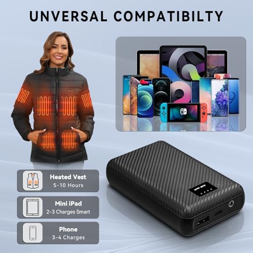 San Nolisa 16000 m Ah Power Bank for Heated Clothing – Premium Battery Pack with Type-C DC Port for Fast Charging and Enhanced Compatibility for Jackets, Vests, and Coats – Ultimate Cold Weather Solution