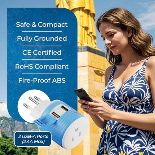 OREI Switzerland Travel Plug Adapter with Dual USB Ports – Ultimate Type J Charging Solution for USA Devices – Fast, Efficient Power for i Phones, Laptops, Tablets & More – Essential Travel Accessory for Hassle-Free Connectivity