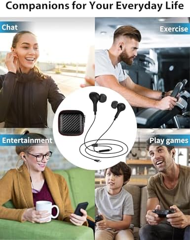 TITACUTE USB C Wired Earbuds: Premium Noise-Canceling Headphones with Bass Stereo Sound for Samsung S23 FE, S22, S21, A53, A54, and i Phone 15 Pro Max – Magnetic In-Ear Design with Microphone and Volume Control for Enhanced Audio Experience Across Devices