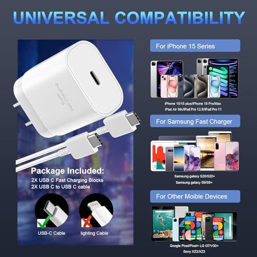 30 W Ultra-Fast USB C Wall Charger with 10 FT Cable in Stylish Purple Gradient | Rapid Charging Solution for Phone 15 Series & S24 Ultra Plus | Compact & Versatile Power Adapter for Modern Devices