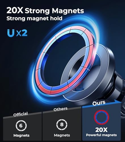 Revolutionary Qi2 Mag Safe Car Mount for i Phone 16 Pro Max – 2-in-1 Dashboard & Air Vent Holder with Strong Adhesive, Heat-Resistant Design, 360° Rotational Capability & Magnetic Convenience for Enhanced Driving Safety and Seamless Access to Navigation & Music