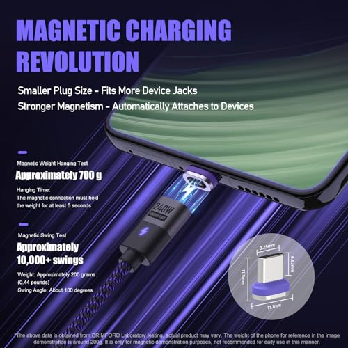 Ultimate 240 W USB-C to USB-C Fast Charger Cable – 3.9 ft Nylon Braided with Magnetic Connector, PD3.1 Support for Galaxy S24, i Phone 15, Mac Book, Quest 2 – High-Speed Charging & Data Transfer Solution for Effortless Connectivity