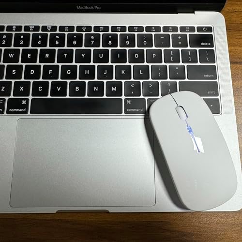 Sleek Bluetooth Wireless Mouse for Mac, Windows & i Pad – Ergonomic Design, High-Precision Navigation, Rechargeable & Dual-Mode Compatibility (Gray & Black) – Elevate Your Productivity with Clutter-Free Connectivity