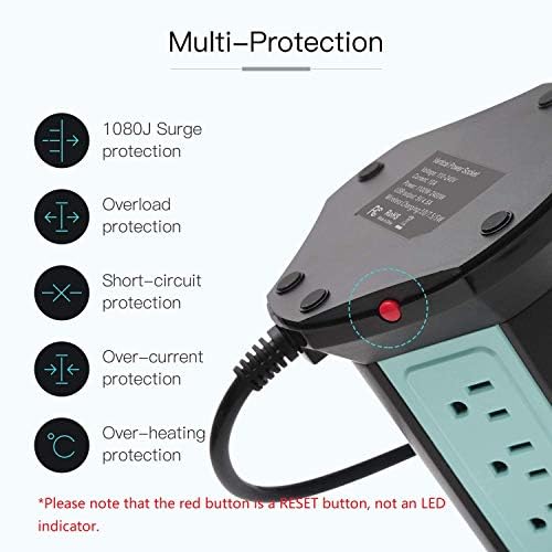 Maximize Charging Efficiency with SUPERDANNY 10 ft Power Strip Tower – 9-Outlet Surge Protector & 4 USB Ports, Featuring Wireless Charging for Seamless Device Management, Perfect for Home & Office Use in Elegant White and Gray Design