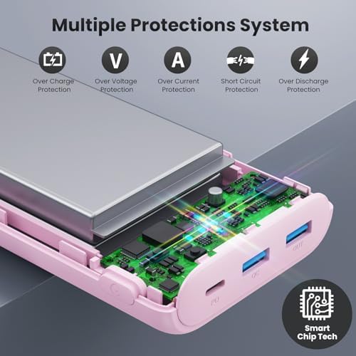 Ultra-High Capacity 40,800 m Ah Power Bank with 25 W Fast Charging – Dual Built-in Cables & 5 Outputs for Quick Device Charging – Compatible with i Phone 16/15 & Android – Sleek Blue Portable Charger for On-the-Go Power Solutions