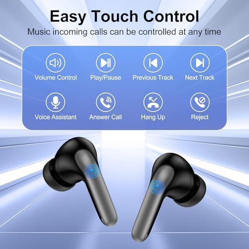 Premium Bluetooth 5.3 Wireless Earbuds – IPX7 Waterproof In-Ear Headphones with Built-in Microphone for i Phone 15/16 & Samsung Galaxy Devices – Superior Noise Cancellation, Ergonomic Design, and LED Battery Indicator for Ultimate Listening Experience and Connectivity