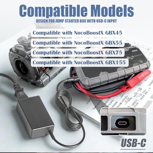 Maximize Your NOCO Boost Jump Starter’s Potential with the 65 W USB-C Fast Charger – Essential Travel Adapter for GBX155, GBX45, GBX75 & GBX55 – High-Performance, Durable Solution for Effortless Charging During Road Trips and Emergencies