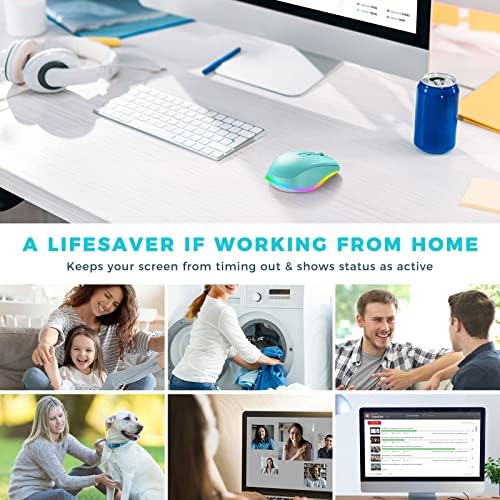 PEIOUS Rechargeable Wireless Mouse with LED – Innovative Jiggler Technology to Keep Your Computer Awake – Sleek Black Design for Optimal Comfort and Productivity