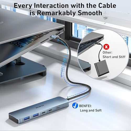 Transform Your Workspace with the BENFEI 6-in-1 USB C Hub: 4 K HDMI Output, Lightning-Fast 10 Gbps Data Transfer & 100 W Power Delivery for i Phone 15 Pro/Max, Mac Book & i Pad Pro – Ultimate Connectivity Solution for Professionals and Tech Enthusiasts!