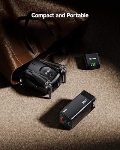Ruko PD65 W Ga N Fast Charger – Ultra-Compact 3-Port USB-C Wall Adapter for Rapid Charging of i Phone 16/15, Mac Book Pro/Air, Galaxy S24, Pixel & More – Travel-Ready Foldable Design with Universal Compatibility for All Devices, Enhanced Efficiency for On-the-Go Power Needs