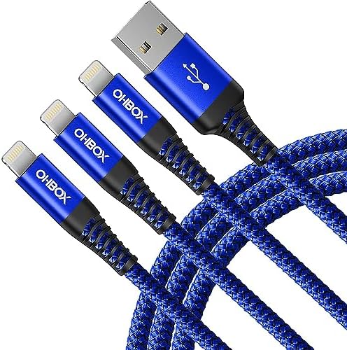Experience Unmatched Charging Efficiency with the ohbox USB-C to Lightning Cable 3 FT – 3 Pack Fast Charging Braided Cords for i Phone 14/13/12/11 and i Pad – Ultimate Durability and Compatibility for Your Devices