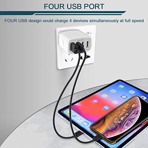 AILKIN 4.8 A Multi-Port USB Wall Charger – Ultimate Fast Charging Station for i Phone 15/14/SE/13/12/11 Pro Max & Samsung S23/S22 – Compact Power Hub with Built-in Safety Features for Home, Office & Travel