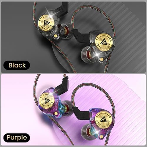 Premium Dual Pack Wired Gaming Earbuds – High-Fidelity In-Ear Monitors with 10 mm Dynamic Drivers for Rich Deep Bass, Advanced Noise-Canceling Technology, Ideal for Gaming & Remote Conferencing, Stylish Black & Purple Design, Versatile Compatibility Across Devices
