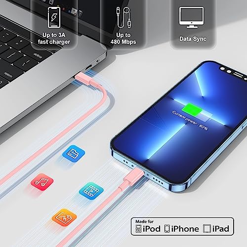 Ultra-Fast 3 FT USB-C to Lightning Charger Cable for i Phone 14, 13, 12, Pro Max & More – Certified High-Speed Charging, Enhanced Durability, and Universal Compatibility for Efficient Power Delivery – Perfect for Home, Office, and Travel Use