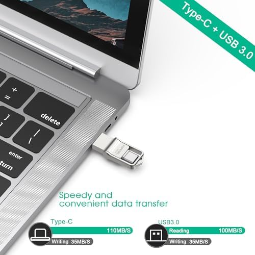 TOPESEL 128 GB Waterproof USB C Flash Drive – Dual USB 3.0 A & Type C Thumb Drive for Seamless Data Transfer on Computer, Mac, Smartphone & Tablet – Compact, Durable OTG Storage Solution for Professionals and Students
