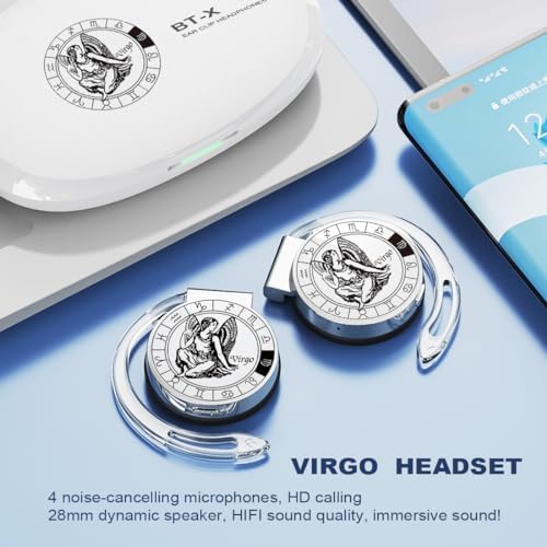 Discover the Ultimate Bluetooth V5.3 On-Ear Headphones for Active Lifestyles – Innovative Open Ear Design with Secure Earhooks, Featuring Advanced Noise Cancelling Technology and Extended Battery Life – Perfect Gift for Virgo Constellation Lovers and Music Aficionados – Enjoy Immersive Sound Quality Anywhere You Go
