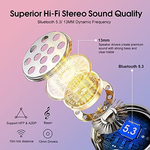 Elevate Your Audio Experience with OYIB Bluetooth 5.3 Wireless Earbuds – Advanced Noise Cancelling Earphones Featuring 4-Mic Clarity, Touch Control, and IPX7 Waterproof Design for Enhanced Workout Performance – LED Battery Display for Real-Time Monitoring and Effortless Connectivity