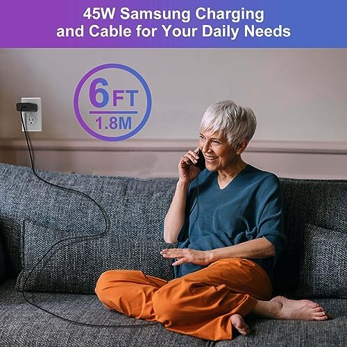 45 W USB C Charger Duo Pack – Ultra-Fast PPS Wall Adapter for Samsung Galaxy S25, S24, S23 Ultra & More – Includes 6 ft Type C Charging Cable for Enhanced Performance & Safety – Perfect for Home & Travel Use