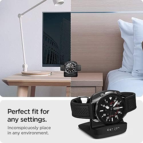 Spigen S352 Galaxy Watch Stand – Premium Charging Solution for Galaxy Watch FE, 4, 4 Classic, 3, and Active – Sleek Black Design for Enhanced Usability and Stability