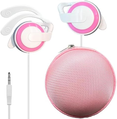 Vibrant Pink Over-Ear Kids Earbuds with Secure Earhooks – Perfectly Designed Audio Companion for Ages 3-8, Ideal for School, Home, and On-the-Go Listening with Universal 3.5 mm Compatibility for Phones and PCs
