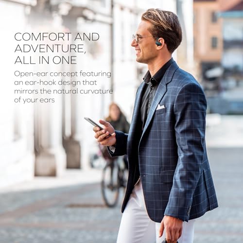 Creative Outlier Go Wireless Open-Ear Headphones – Experience Unmatched Comfort with Adjustable Ear Hooks, 26-Hour Playtime, Bluetooth 5.4 Connectivity for Seamless Streaming, and IPX4 Water-Resistant Design Perfect for Active Lifestyles, Enjoy Superior Audio Clarity for Calls in Trendy Dark Blue