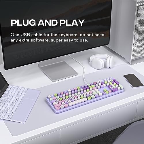 Experience Ultimate Clarity with the Large Print Wired Office Keyboard – 104 Full-Sized Typewriter Keys for Enhanced Visibility, Ergonomic Design, and Instant USB Plug & Play Compatibility for Windows and PCs – Perfect for Home and Office Use