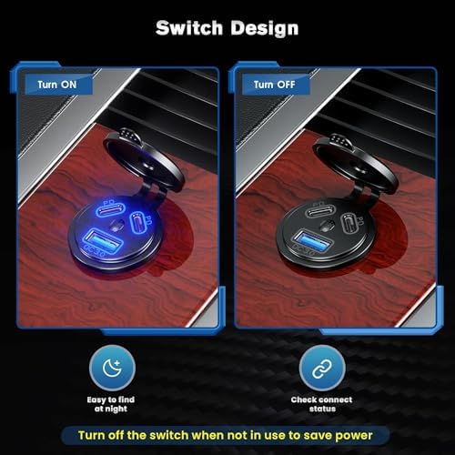 Ultra-Fast 12 V Type C USB Car Charger Socket – Dual Port Waterproof Quick Charge for Boats, Motorcycles, Trucks & More – Reliable Power Solution for Modern Devices on the Go