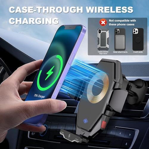 15 W Fast Wireless Car Charger with Auto-Clamping Technology – Universal Qi-Enabled Phone Mount for i Phone 15/14/13/12/11 Pro Max & Samsung Galaxy S23/S22/S21/S20/S10+/S9+/Note 9 – Secure, Sleek, and Efficient Charging Solution for On-the-Go Professionals