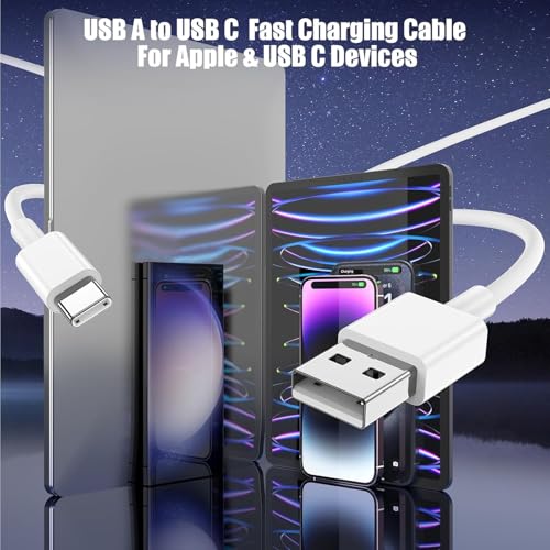 6 FT USB A to USB C Carplay Charging Cable – 3-Pack for i Phone 15/16, i Pad Pro/Air/Mini, Samsung Galaxy S25/S24/S23, and Mac Book – Fast Charging & High-Speed Data Transfer for Enhanced Compatibility on the Go