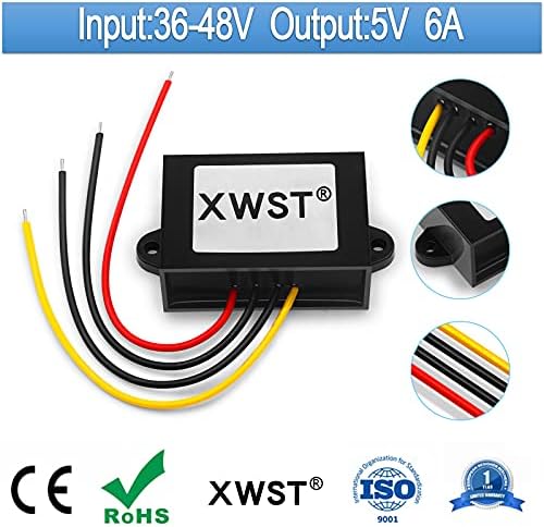 Versatile Waterproof DC/DC Buck Converter: 36 V/48 V to 5 V Step Down Module – 6 A, 30 W Power Supply for Automotive, Marine & Solar Applications – Enhanced Efficiency & Safety Features for Reliable Power Delivery