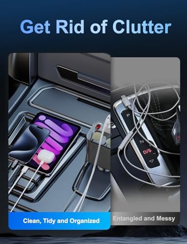 Ultimate 5-in-1 Retractable Car Charger – Fast Charging Dual-Socket Adapter with USB-A & USB-C Ports for i Phone 16/15, Galaxy, i Pad, GPS & Dash Cam – Tangle-Free Design for Multi-Device Power on the Go