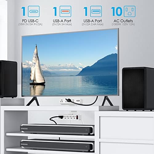 Maximize Workspace Efficiency with VILONG’s Dual Layer Desk Clamp Power Strip – 10 Outlet & 3 USB Charging Station, 20 W Edge Mount Surge Protector with 3 Ft Extension Cord for Home & Office Use – Clutter-Free Power Solution for All Devices