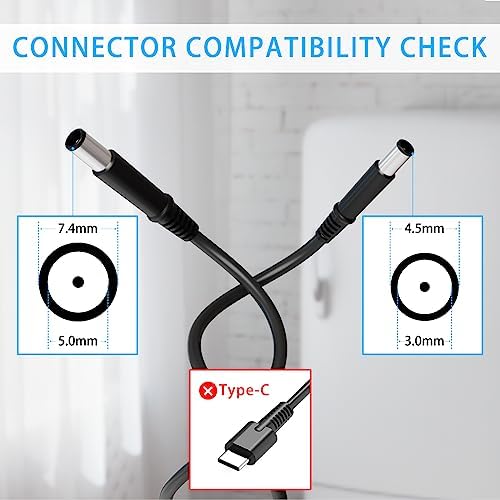 Universal 65 W USB-C Type-C Laptop Charger for Dell Latitude & XPS Models – Fast Charging Power Adapter Compatible with Latitude 7275, 7370, 5420, XPS 13 9250 & More – Versatile 5 V to 20 V Output for Optimal Device Performance – Durable Power Cord Included with 1-Year Warranty and 30-Day Replacement Guarantee – Ideal for Home and Office Use